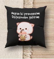 BK Gift Esprili Premium Kumaş Siyah Kırlent Yastık, Ev Hediyesi, Ev Dekorasyonu, Dekoratif Hediye (Model 11)