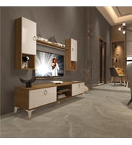 Decoraktiv Eko 5DA Mdf Dvd Gold Tv Ünitesi Tv Sehpası - Parlak Beyaz (Pera-Beyaz)