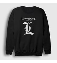 Presmono Unisex Beyaz Logo L V2 Anime Death Note Sweatshirt 129853tt (Siyah)