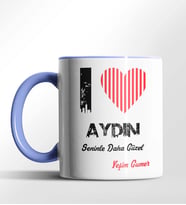 Kişiye Özel Aydın Seninle Daha Güzel Tema Siyah Renk Kupa (Mavi)