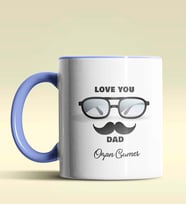 Kişiye Özel Love You Dad 2 Tasarımlı Siyah Kupa Bardak (Mavi)
