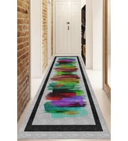 Dijital Baskılı Kaymaz Taban Yıkanabilir Modern Yolluk Ve Koridor Halısı NDU-HS-233 (Gri)