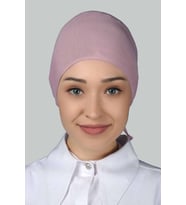 Kadın Pratik Dikişsiz Bağcıklı Kaymayan Tesettür Penye Bone (Koyu Pembe)