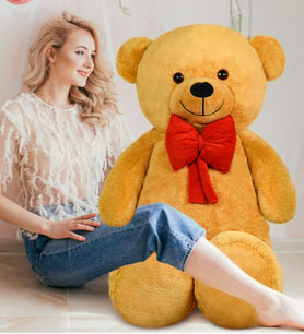 140 cm Kırmızı Papyonlu Ayıcık (Kahverengi)