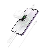 HOCO CW50 15W AirPods + Apple Watch+iPhone 3in1 Kablosuz Manyetik Hızlı Şarj Aleti (Beyaz)