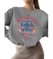 bisiklet yaka erkek Sweatshirt kalın 3 iplik şardonlu kadın unisex Sweatshirt Bej Bowling derby (Gri)