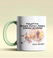 Kişiye Özel Hayatıma Anlam Katan Adam Tasarım Siyah Kupa Bardak (Yeşil)