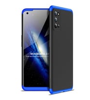 Realme 7 Pro Kılıf 3 Parça Slim Sert Silikon Kapak AYS (Siyah-Mavi)