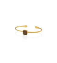 Kadir Jewellery Zirkon Taşlı Ayarlanabilir 22 Ayar Altın Kaplama Bilezik (Kahverengi)