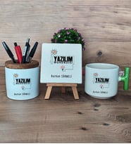 Yazılım Mühendisi Hediye Sepeti Kupa Bardak T Kulplu, Kalemlik ve Dekoratif Taş Mühendisler Günü Hediyesi (Model 8)