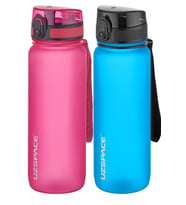 Uzspace 2'li Tritan Matara Seti 800 ml 14 Farklı Renk Seçeneği FiftyFifty (Pembe-Turkuaz)