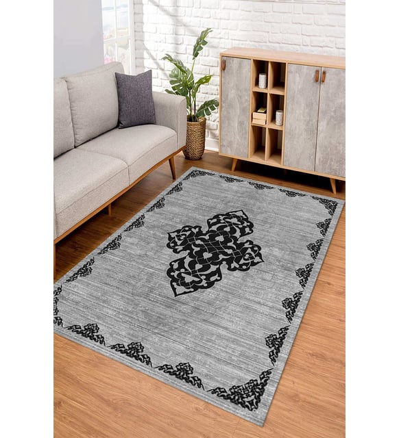 Dijital Kaymaz Taban Yıkanabilir Renkli Salon Halısı Mutfak Halısı Yolluk ND-SD-1085 (Gri)