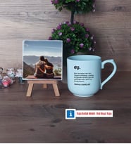 Eşe Hediye Fotoğraflı Dekoratif Taş, Kupa Bardak Beyaz Hediye (Model 5)
