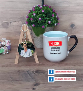 Hukuk Okuduğumu Söylemiş Miydim Kupa Bardak Beyaz ve Fotoğraflı Ahşap Anahtarlık Hediye (Model 10)