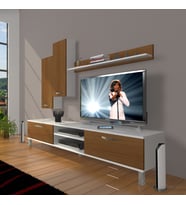 Decoraktiv Eko 7 Mdf Dvd Krom Ayaklı Tv Ünitesi Tv Sehpası (Beyaz - Ceviz)