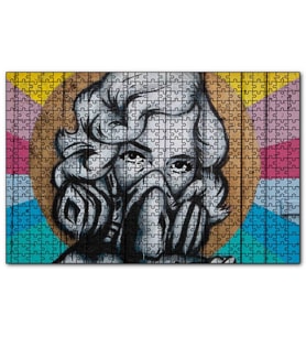 Cakapuzzle Maskeli Kadın Duvar Boyama  Puzzle Yapboz MDF (Ahşap) (255 Parça)