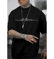 Erkek Whatever Baskılı Oversize Tshirt (Siyah)