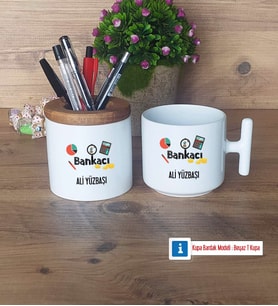 Bankacı Kalemlik, Kupa Bardak T Kişiye Özel Hediye (Model 1)