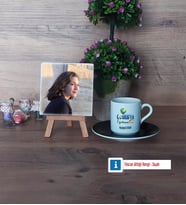 Coğrafya Öğretmeni Fotoğraflı Dekoratif Taş, Ahşap Altlıklı Türk Kahvesi Fincanı Hediye Öğretmenler Günü Hediyesi (Model 7)