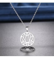 Kişiye Özel 925 Ayar Gümüş Lotus Çiçeği Kolye (Gümüş)