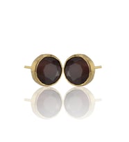 Kadir Jewellery 22 Ayar Altın Kaplama Kadın Minimal Küpe -El İşçiliği Ve Hipoalerjenik Küpe (Bordo)