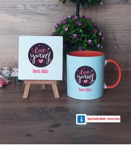 Love Yourself Dekoratif Taş, Kupa Bardak Kırmızı Hediye (Model 12)