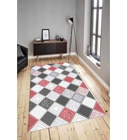 Dijital Baskılı Yıkanabilir Kaymaz Modern Renkli Salon Halısı Mutfak Halısı Yolluk ND-HY-825 (Kırmızı)
