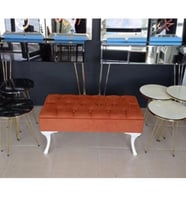 Lüks Yarım Sandıklı Kapitoneli Dekoratif Puf 100cm (Turuncu)