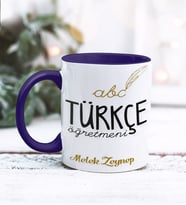 Türkçe Öğretmeni Tasarımlı Kişiye Özel Kupa Bardak (Lacivert)