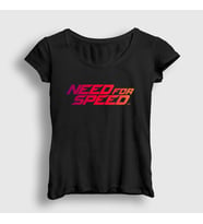 Presmono Kadın Beyaz Logo Oyun Need For Speed T-Shirt 459881tt (Siyah)