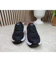 Günlük Nefes Alabilen Erkek Sneaker Bağcıklı Kalın Taban Spor Ayakkabı 8011 (Siyah - Beyaz)