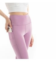 Spocket Kadın Bordo Cepli Yüksek Bel Toparlayıcı, Sıkılaştırıcı Yoga Tayt 25" (Lila)