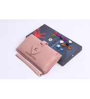 KENDİN TASARLA - ÖZKA LEATHER - Kişiye Özel Telefon Bölmeli Trend Kadın Cüzdan (Pudra)