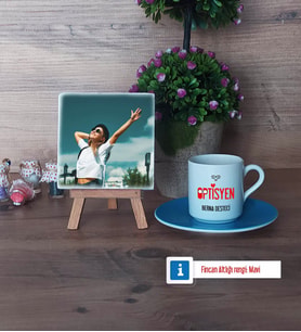 Optisyen Fotoğraflı Dekoratif Taş, Ahşap Altlıklı Türk Kahvesi Fincanı Hediye (Model 5)