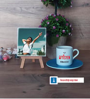 Optisyen Fotoğraflı Dekoratif Taş, Ahşap Altlıklı Türk Kahvesi Fincanı Hediye (Model 5)