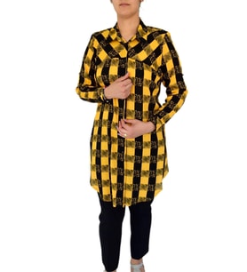 Kadın Ekose Kareli Tunik BGL-ST02956 (Sarı)