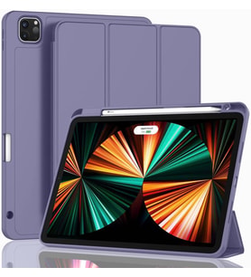 Apple iPad Pro 12.9 6. Nesil 5. Nesil Kılıf Pen Charge Kalem Bölmeli 2021-2022 (Leylak)