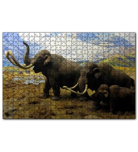Cakapuzzle Kuzey Amerika Mamutları İllüstrasyon  Puzzle Yapboz MDF (Ahşap) (500 Parça)