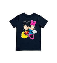 Minnie Mouse baskılı pamuklu penye kumaş yazlık çocuk tişört (Siyah)