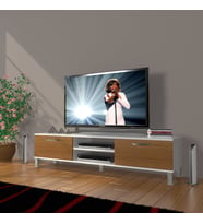 Decoraktiv Eko 140 Mdf Dvd Krom Ayaklı Tv Ünitesi Tv Sehpası (Beyaz - Ceviz)