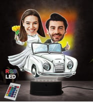 Doğum Günü Hediyesi,Sevgiliye Hediye, Kişiye Özel Fotoğraflı Gelin Damat Karikatür 3D Led Lamba (RGB)