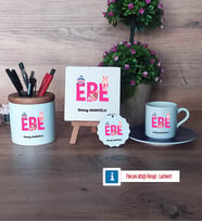 Ebe Hediye Seti Dekoratif Taş, Kalemlik, Ahşap Altlıklı Türk Kahvesi Fincanı, Ahşap Anahtarlık Hediye (Model 4)