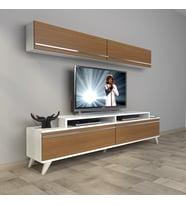 Decoraktiv Ekoflex 5 Mdf Retro Tv Ünitesi Tv Sehpası (Beyaz - Ceviz)