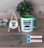 Erkek Öğretmene Hediye Kupa Bardak Kırmızı ve Ahşap Anahtarlık Hediye (Model 13)