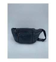 NahitaTyana Unisex Siyah Çok Cepli Hakiki Deri Freebag Bel Çantası (Lacivert)