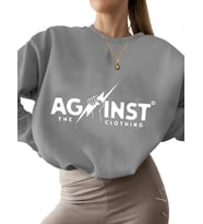 Sweatshirt 3 iplik şardonlu bisiklet yaka Sweatshirt Bej kalın erkek kadın Giyim karşıtı Baskılı (Gri)