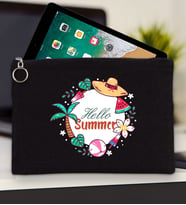 BK Gİft Yaz Temalı-4 Tablet Çantası 30x21cm(12 Renk Seçeneği), Ipad Çantası, Baskılı Tablet Kılıfı (Siyah)