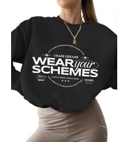 bisiklet yaka Hayalleri kovala sokak giyimi Baskılı kalın erkek unisex Sweatshirt Bej Sweatshirt (Siyah)