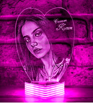 Kızlara Özel, Resimli Hediyelik 3D Lamba (Pembe)