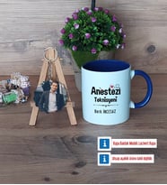 Anestezi Teknisyeni Kupa Bardak Beyaz ve Fotoğraflı Ahşap Anahtarlık Hediye (Model 3)